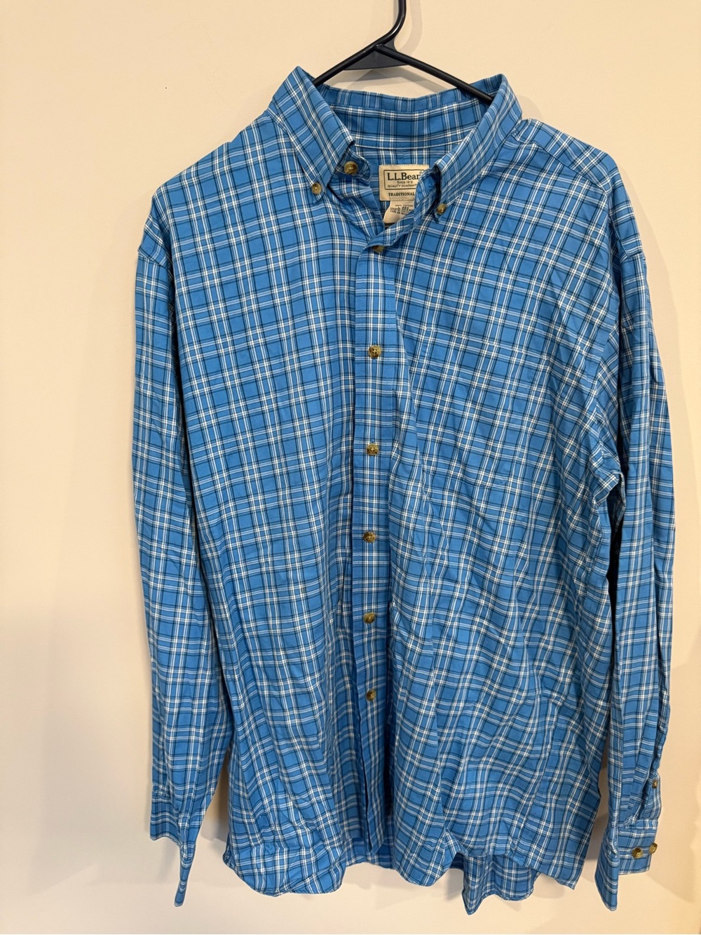 Vintage L.L. Bean Men’s Blue Plaid Button-Down Shirt - size L